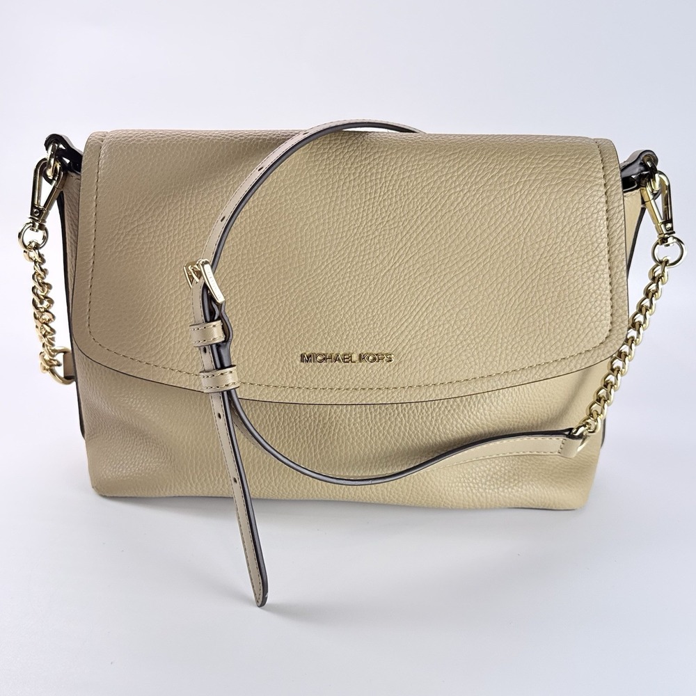 Michael Kors IDA Large Flap Tan crossbody Women's Messenger bag Adjustable Strap